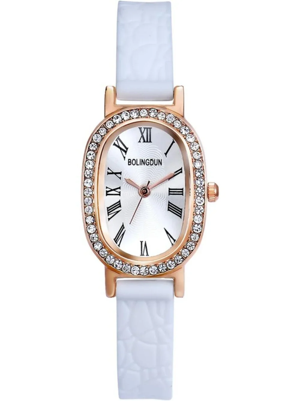 Women's White Analog Quartz Leather Simple Petite Oval Classic Casual Watch